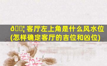 🐦 客厅左上角是什么风水位(怎样确定客厅的吉位和凶位)